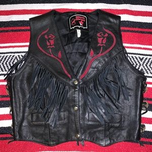 Vintage leather vest genuine cowhide